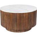  !nspire Reyna 301-248WAL Round Coffee Table with Storage - Walnut/White IMAGE 4