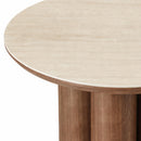  Worldwide Home Furnishings Seaton 301-759WAL Round Coffee Table - Walnut/Travertine IMAGE 5