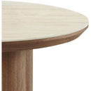 Worldwide Home Furnishings Seaton 301-759WAL Round Coffee Table - Walnut/Travertine IMAGE 6