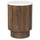  !nspire Reyna 501-248WAL Round Accent Table with Storage - Walnut/White IMAGE 1