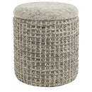  !nspire Indigo 402-308BCH Round Storage Ottoman - Beige Charcoal IMAGE 1