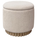 Worldwide Home Furnishings Sadie 402-812OAT Round Storage Ottoman - Oat/Natural IMAGE 1