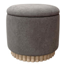  Worldwide Home Furnishings Sadie 402-812WCH Round Storage Ottoman - Warm Charcoal/Natural IMAGE 1