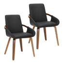  !nspire Caspian 202-664BLK Set of 2 Dining/Lounge Chairs - Black/Dark Walnut IMAGE 1