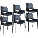  Worldwide Home Furnishings Icona 202-067BK_BK Set of 6 Dining/Lounge Chairs - Black/Black IMAGE 1