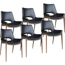  Worldwide Home Furnishings Icona 202-067BK_WAL Set of 6 Dining/Lounge Chairs - Black/Walnut IMAGE 1