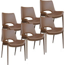  Worldwide Home Furnishings Icona 202-067SD_WAL Set of 6 Dining/Lounge Chairs - Saddle/Walnut IMAGE 1