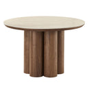  Worldwide Home Furnishings Seaton 201-759WAL Round Dining Table, 47" - Walnut/Travertine IMAGE 1