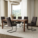  Worldwide Home Furnishings Advik/Brodi 207-455WAL_138PUC Advik and Brodi 7pc Dining Set - Walnut/Charcoal Faux Leather IMAGE 1