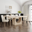  Worldwide Home Furnishings Aurelia/Koda 207-717TR_158PUBG Aurelia and Koda 7pc Dining Set - Travertine/Beige IMAGE 1