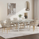  Worldwide Home Furnishings Bellaro/Caspian 207-060TV_664SND Bellaro and Caspian 7pc Dining Set - Travertine/Cream/Sand/Natural IMAGE 1
