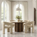  Worldwide Home Furnishings Seaton/Amara 207-759_933BEG Seaton and Amara 5pc Dining Set - Walnut/Travertine/Beige IMAGE 1