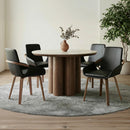  Worldwide Home Furnishings Seaton/Caspian 207-759_664BLK Seaton and Caspian 5pc Dining Set - Walnut/Travertine/Black/Walnut IMAGE 1