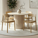  Worldwide Home Furnishings Thalia/Felix 207-246_286NAT Thalia and Felix 5pc Dining Set - Ivory/Travertine/Natural IMAGE 1