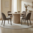  Worldwide Home Furnishings Thalia/Kiara 207-246_553BRN Thalia and Kiara 5pc Dining Set - Ivory/Travertine/Brown IMAGE 1