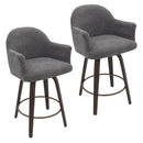  !nspire Torra 203-217WCH Set of 2 26" Counter Stool with Swivel - Warm Charcoal/Dark Walnut IMAGE 1