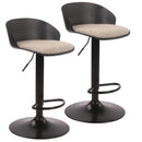  Worldwide Home Furnishings Mabel 203-686BLK Set of 2 Adjustable Air-Lift Stool - Black/Beige IMAGE 1