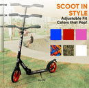 Hurtle Two Wheel Scooter for Teens, Smooth Gliding Kick Scooter for Adults w/Adjustable Height for Ages 8+, Portable All Terrain Scooter w/Carry Straps, Easy to Fold 63506