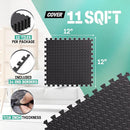 Yes4All EVA Interlocking Mats, Puzzle Floor Tiles, Foam Floor Padding with Border for Furniture, Home Space, Living Room, Garage - Black, 1.02 m2 63363